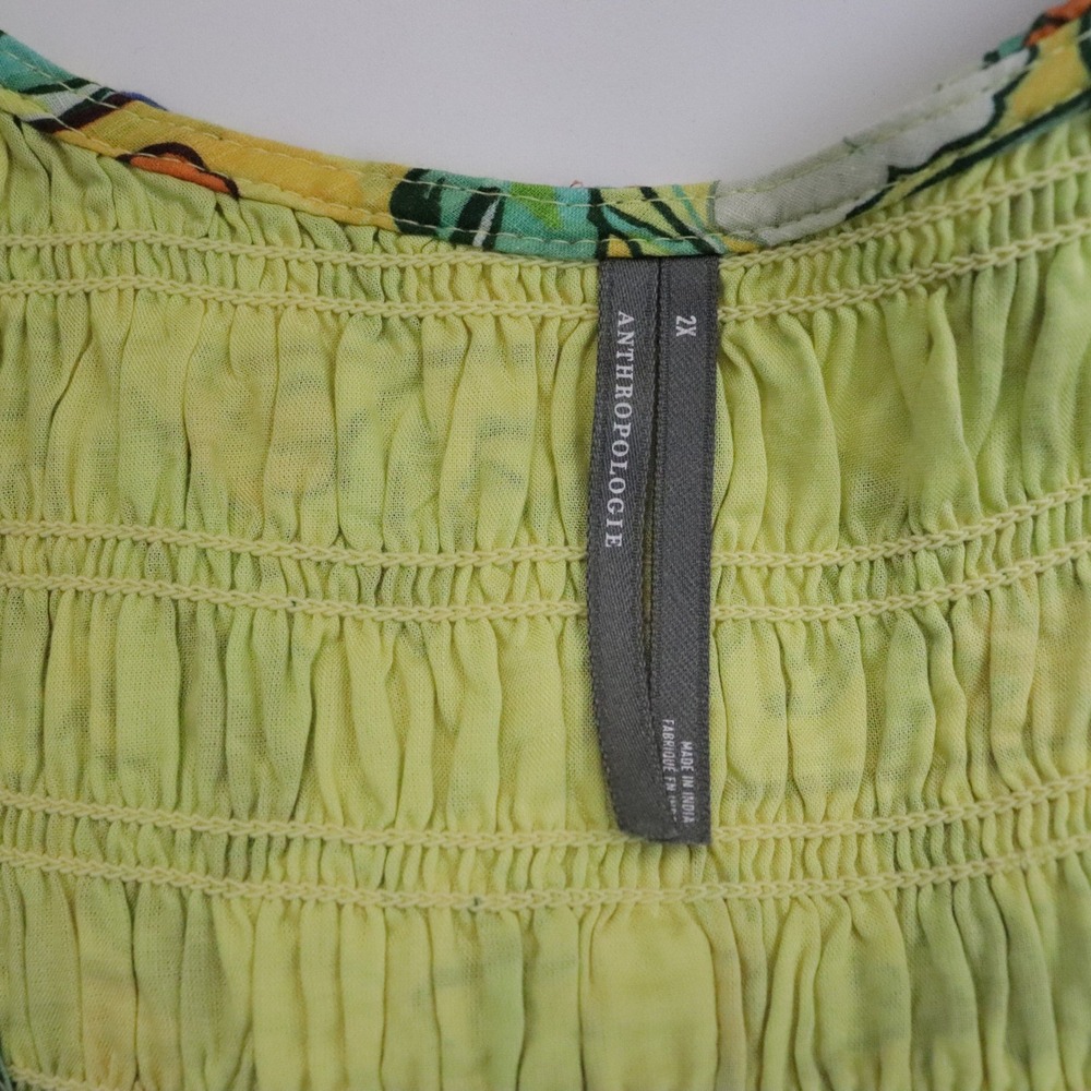 Anthropologie Peregrine Flutter Sleeve Maxi Dress Citrus Floral Holly Print 2X - Picture 9 of 11